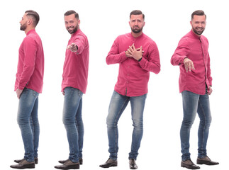 collage of photos of a fashionable man in jeans.