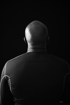pensive sportsman silhouette back angle