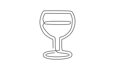A wine glass. Continuous one line drawing
