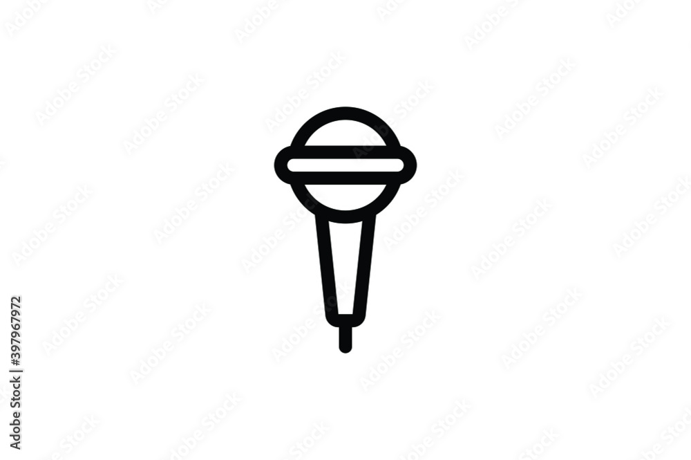 Sticker Auction Outline Icon - Microphone