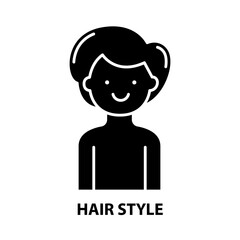 hair style symbol icon, black vector sign with editable strokes, concept illustration