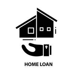 home loan symbol icon, black vector sign with editable strokes, concept illustration