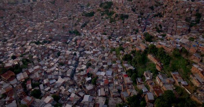 From the top view of Petare slum, in Caracas, Venezuela