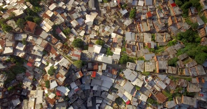 Birds eye view of Petare slum, in Caracas, Venezuela