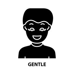 gentle icon, black vector sign with editable strokes, concept illustration