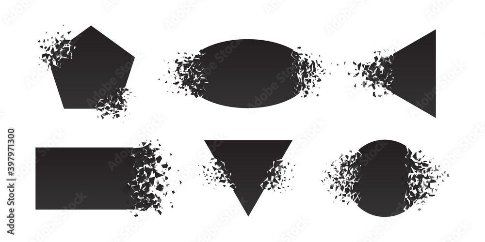 Wall mural shape shattered and explodes flat style design vector illustration set isolated on white background.