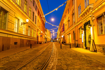 Naklejka na ściany i meble Helsinki Cathedral and Christmas decorations, Finland
