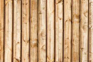 Grunge wood texture. Raw brown wooden wall background. Rustic tree desk with knots pattern. Countryside architecture wall. Village building construction. Wood industry texture.