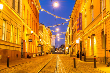 Fototapeta na wymiar Helsinki Cathedral and Christmas decorations, Finland