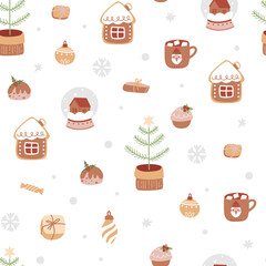 Seamless pattern with Christmas elements