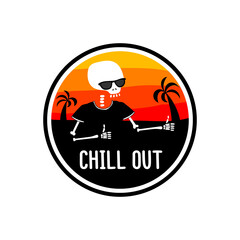 Skeleton with sunglasses and inscription - chill out.