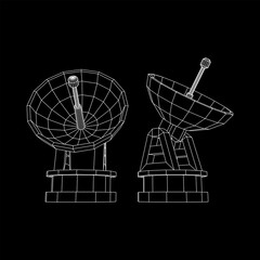 Radar. Directional radio antenna with satellite dish