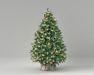 Christmas tree with toys 3d rendering