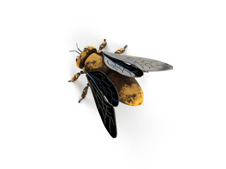 Digital bee on white 3d rendering
