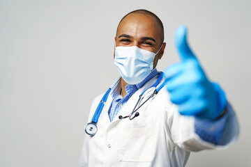 Portrait of african american doctor in medical mask