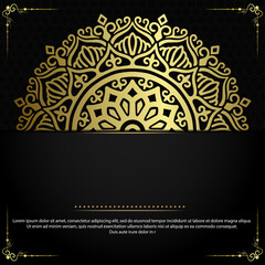 Luxury gold mandala ornate background for wedding invitation, book cover with mandala element style premium vector