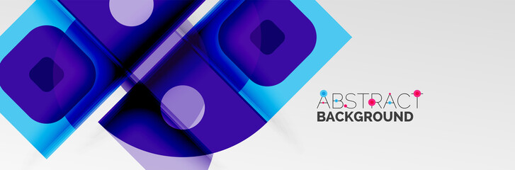 Bright color circles, abstract round shapes and triangles composition with shadow effects. Vector modern geometric design template