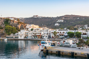 Fototapeta premium Skala Village harbour sunset view in Patmos Island. Patmos Island is populer tourist destination in Greece.
