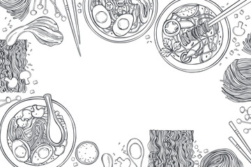 Ramen set.  Vector illustration.