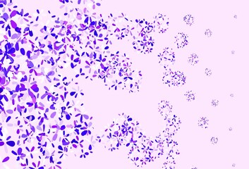 Light Purple vector doodle backdrop with leaves.