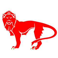 Stylized red leo vector image on white background