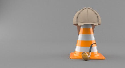 Fototapeta premium Traffic cone with detective hat