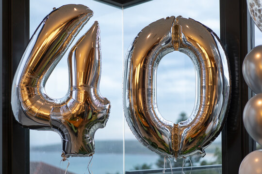 40th birthday silver balloons, celebration, 40th birthday balloons