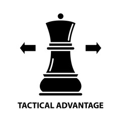 tactical advantage icon, black vector sign with editable strokes, concept illustration