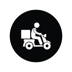 Circle online delivery people solid vector icon