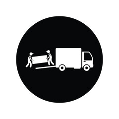 Circle online delivery people solid vector icon