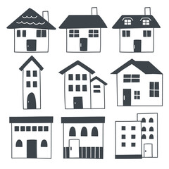 Fototapeta premium 白黒の家のイラスト・ベクター