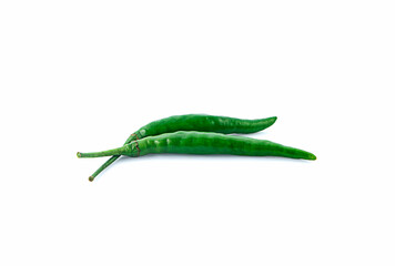 green chili peppers on a white background,isolated