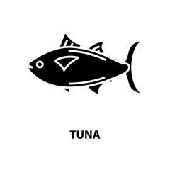 tuna icon, black vector sign with editable strokes, concept illustration