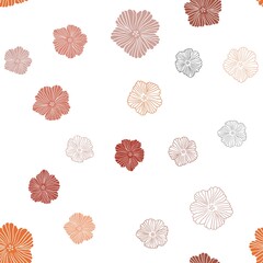 Light Orange vector seamless doodle backdrop with flowers.