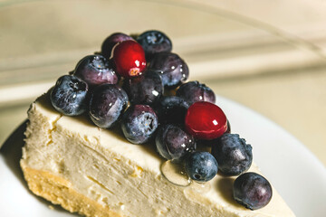 Blueberry cake on a white plate
