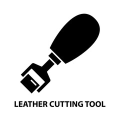 leather cutting tool icon, black vector sign with editable strokes, concept illustration