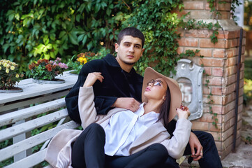 Young international couple in love walking