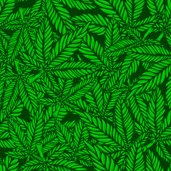 Naklejka na ściany i meble Seamless pattern with cannabis leaves. For poster,card, banner, flyer. Vector illustration