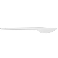 Disposable white plastic knife, opaque for lunch or picnic isolated