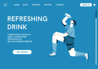 Vector landing page of Refreshing Drink concept