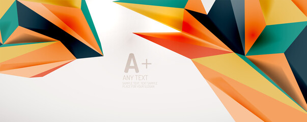 Vector triangle geometric backgrounds. Low poly 3d shape on light backdrop. Vector illustration for covers, banners, flyers and posters and other designs