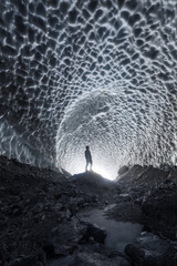 The eiskapelle glacier cave at watzmann mountain in berchtesgaden, berchtesgadener land at lake k&ouml;nigsee, bavaria, southern germany
