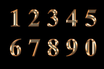 Gold number on black background