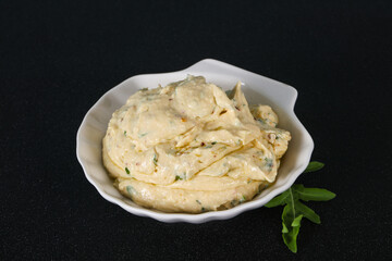 Hummus snack with olive oil