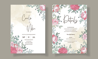 Fototapeta na wymiar Beautiful hand drawn wedding invitation card template