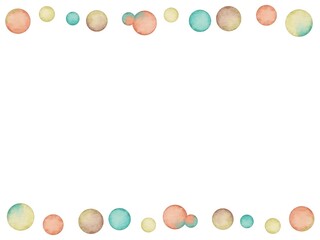 やわらかい水彩タッチな水玉のフレーム