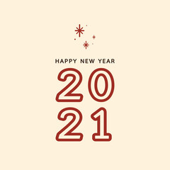 Happy new year poster. 2021 Happy new year script text hand lettering. Design template Celebration typography poster.