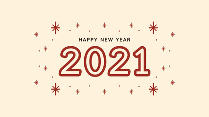 Happy new year poster. 2021 Happy new year script text hand lettering. Design template Celebration typography poster.