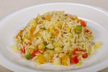 Mexican rice garnish with vegetables