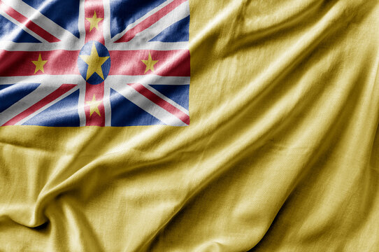 Waving detailed national country flag of Niue